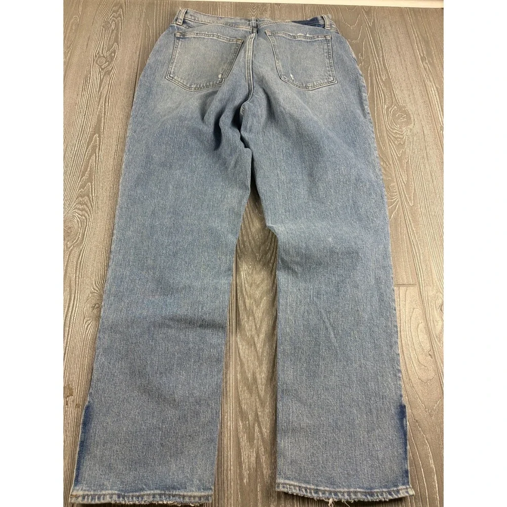 Abercrombie & Fitch 90s Straight Jeans 32/14 Side Slit Light Wash Blue Womens
